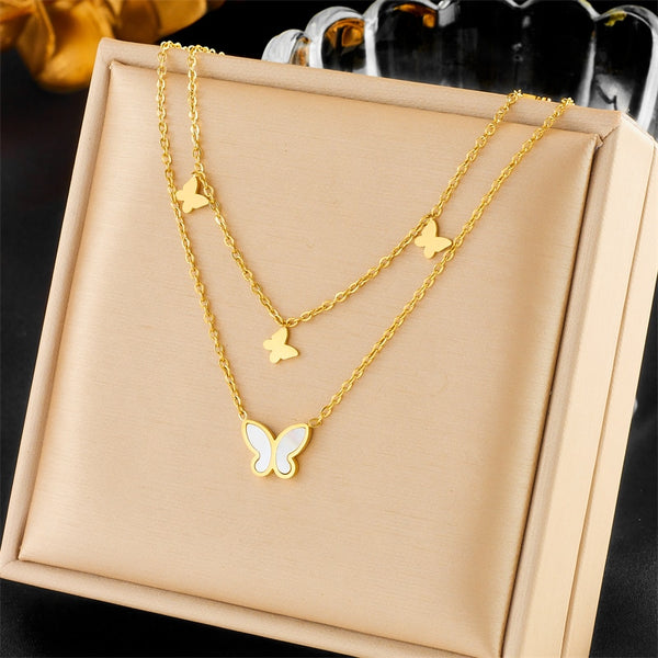 316L Stainless Steel Lovely Butterfly Pendant Necklace For Women