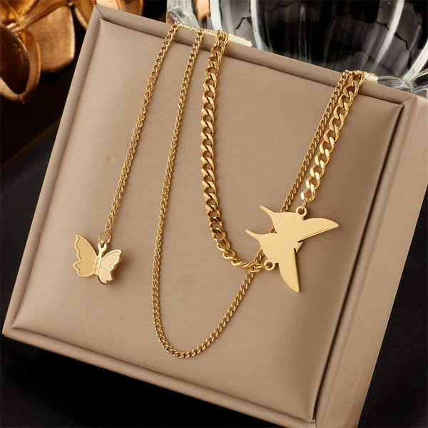 Collar de acero inoxidable 316L color dorado para mujer