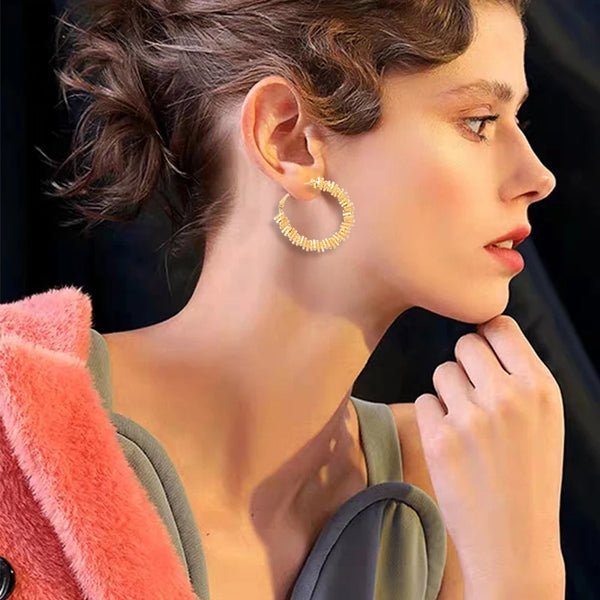 Stainless Steel Irregular Hoop Earrings For Women Gold Silver Color Ear Buckle Jewelry Gifts