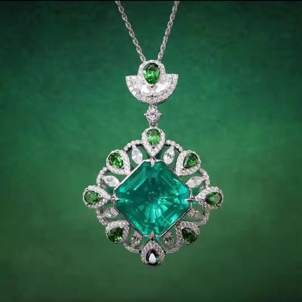 Synthetic Green Gemstone Rings/Earrings/Pendant Necklace Vintage Wedding Jewelry Sets for Women