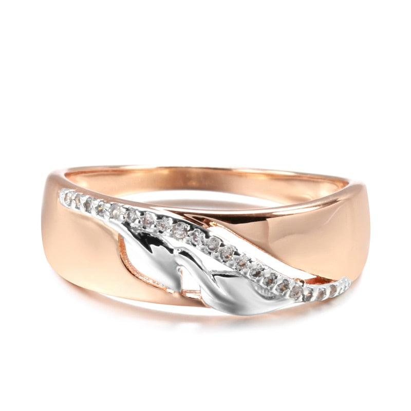 Luxury Silver Color Leaf With Zircon Women Rings