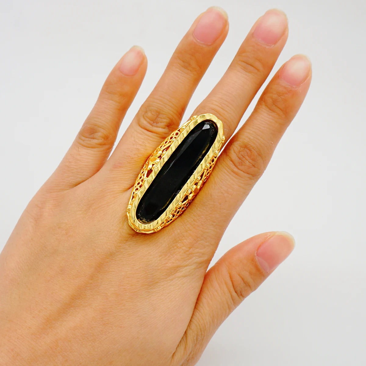 Ethiopia Dubai Big Gold Color Ring Exaggerate Crystal Ring