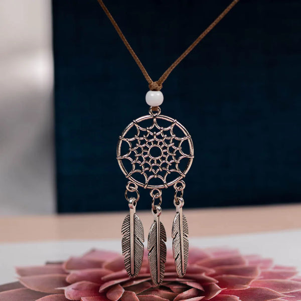 Indian Feather Pendant Dreamcatcher Bohemian Vintage Handmade Necklace