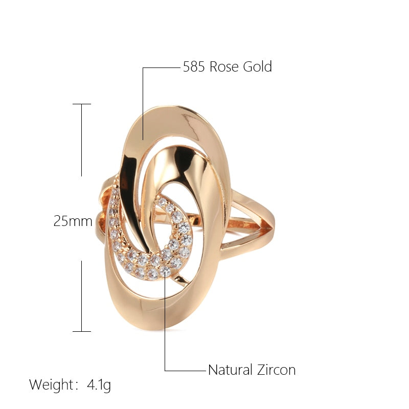 New Fashion 585 Rose Gold Big Rings for Women