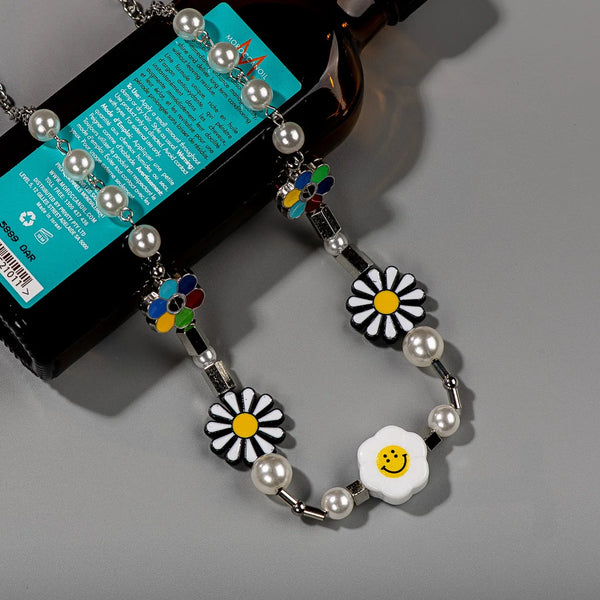 Metal Punk Style Ceramic Smile Face Bracelets And Necklaces