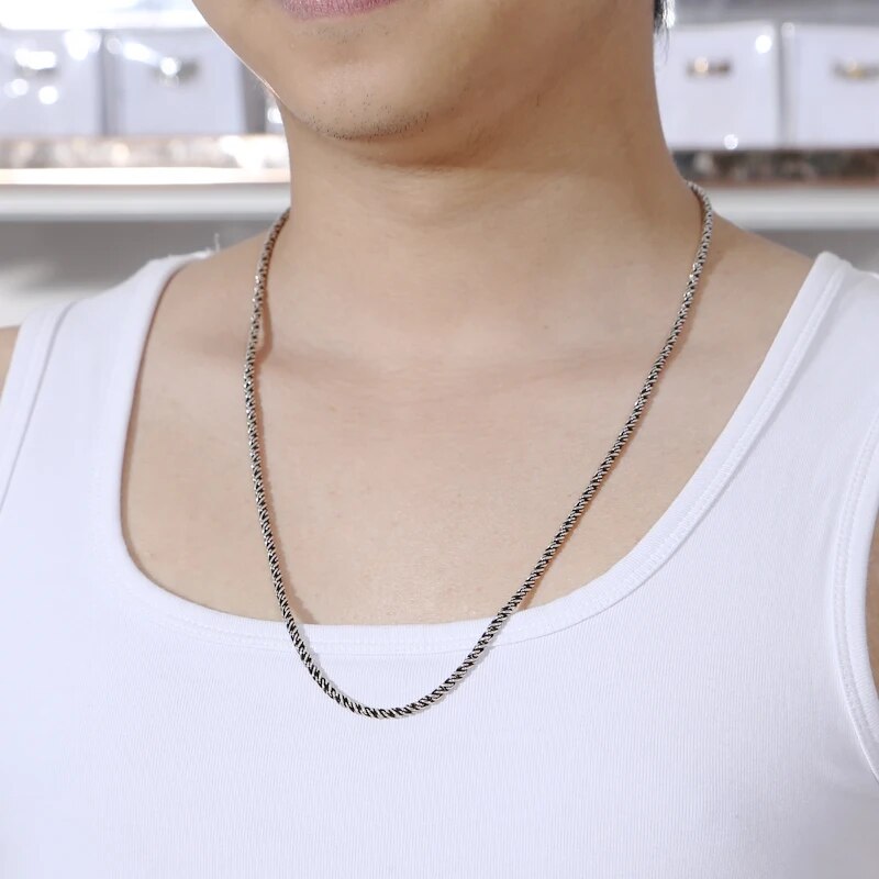 925 sterling silver necklace men and women personality trend retro Thai silver pendant