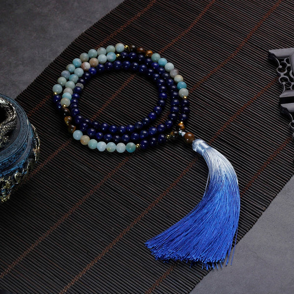 Collar de japamala 108 para mujer y hombre, sanación y meditación.