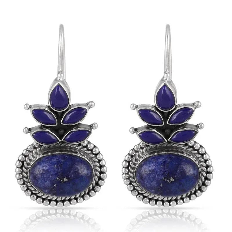 Ethnic Round Lapis Lazuli Earring