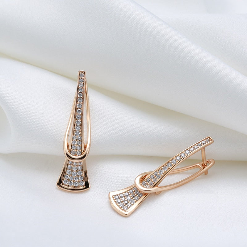 Luxury Curve Triangle Long Pendant Zircon Women's Earrings