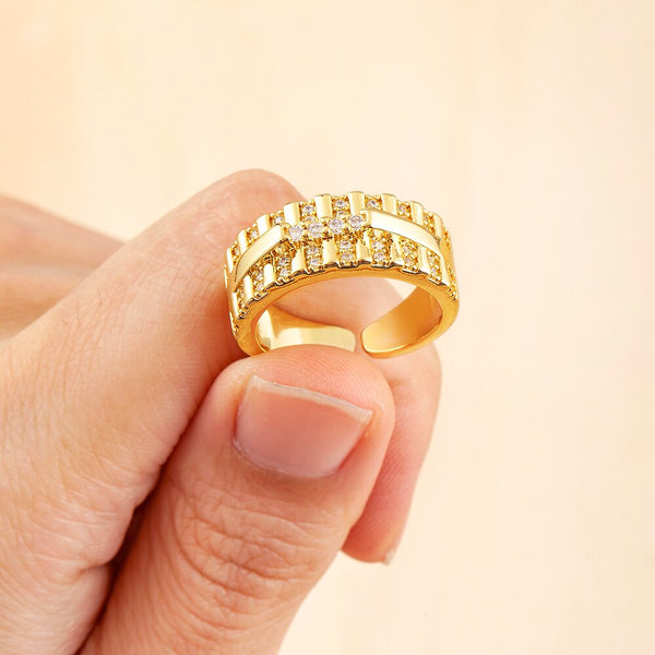 Nuevo anillo de circón geométrico exquisito de Europa y América