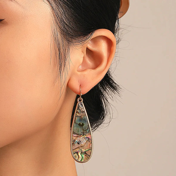 Pendientes vintage bohemios con forma de gota de agua de cristal colorido para mujer