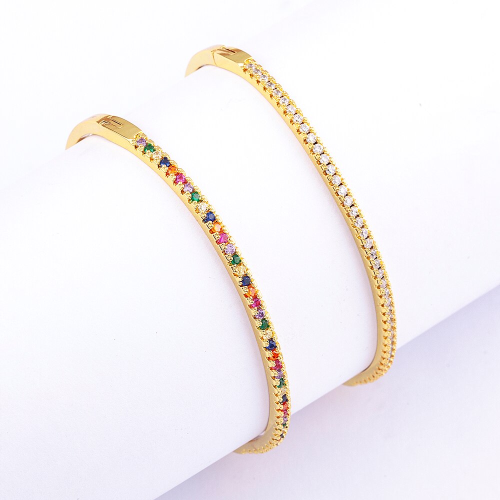 Top Quality Colorful White Color Cubic Zirconia Thin Bangles Bracelets for Women