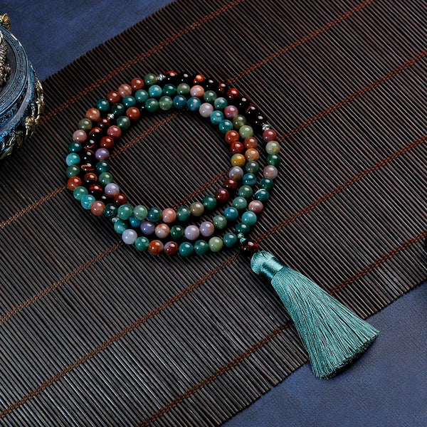 Japamala 108 necklace,tassel,Beaded Necklace,female and male necklace