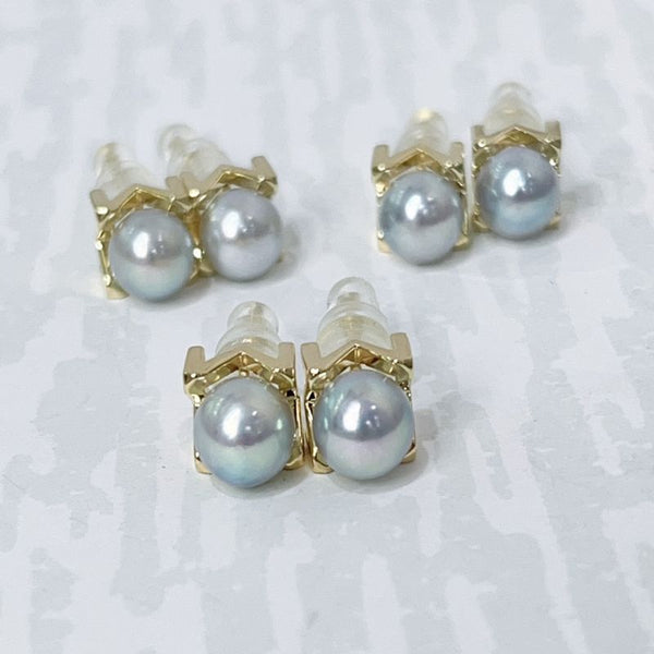 7-8mm Akoya Silver Blue Pearls Fine Stud Earrings