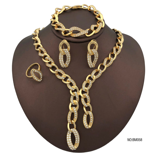 Conjunto de joyas de Dubái para boda, collar redondo de oro de 18 quilates para mujer