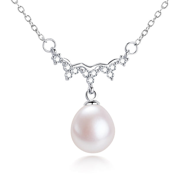 Collar de perlas de agua dulce con colgante de perla en plata de ley 925
