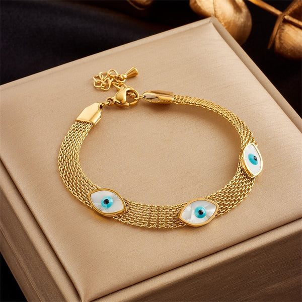 316L Stainless Steel Eye Shape Charm Bracelet For Women
