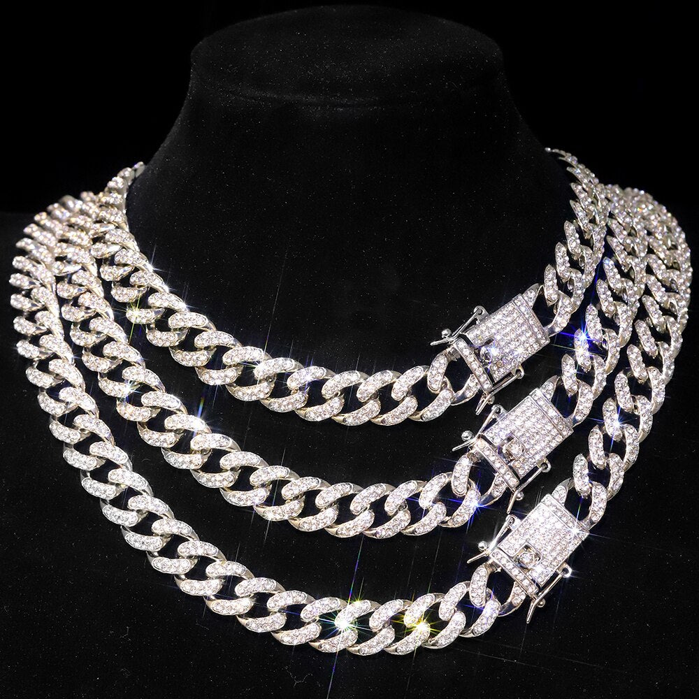 New Bling Iced Out Chain Cuban Choker Necklace for Woman