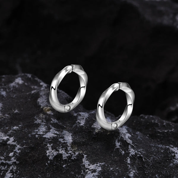 Men's Mobius Hoop Earrings,Twisted Huggie Earrings