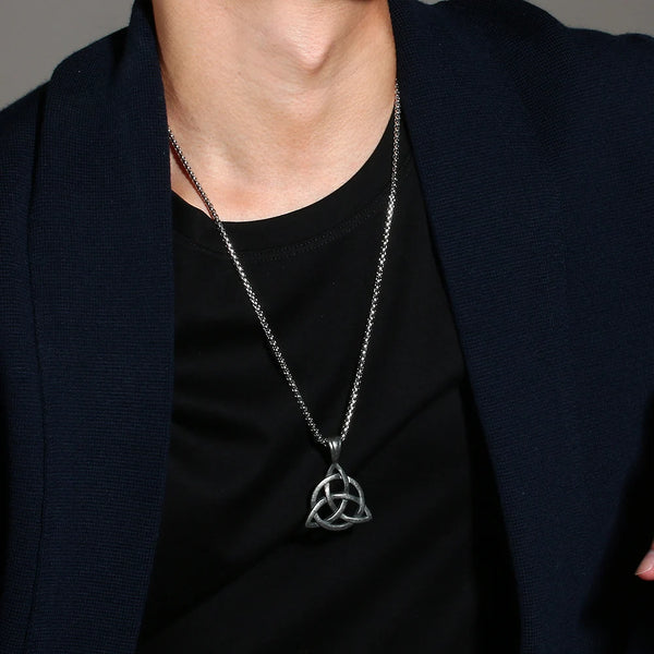 Lucky Triquetra Knot Charm Pendant Necklace