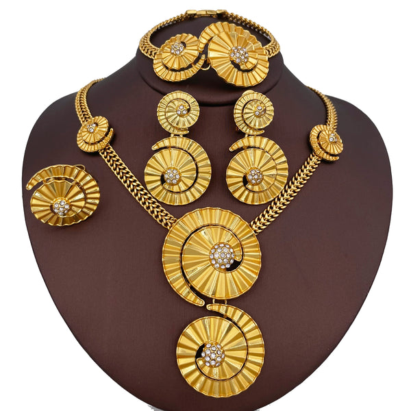 Conjuntos de joyas de color dorado de Dubái para mujer, diseño clásico nigeriano, conjunto de collar de tendencia.