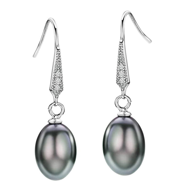 Personality Black Simulated Pearl Hook Earrings for Women