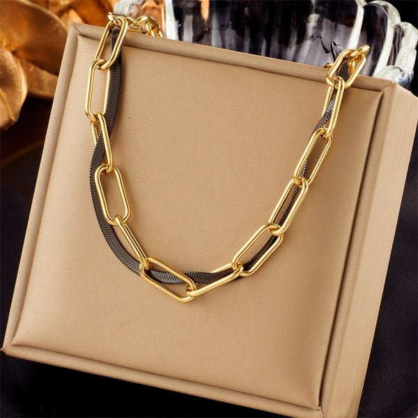 316L Stainless Steel Multi-layer 2in1 Chains Necklace For Women