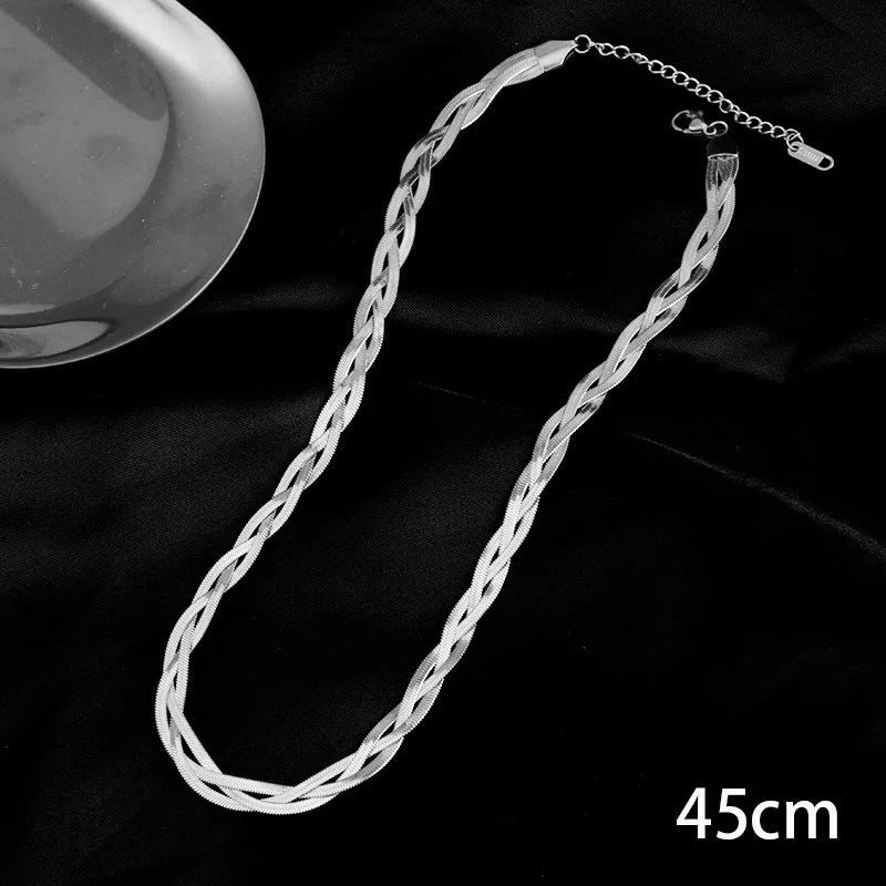 Fashion Stainless Steel Choker Necklace For Women Modyle Punk Gold Silver Color Snake Chain
