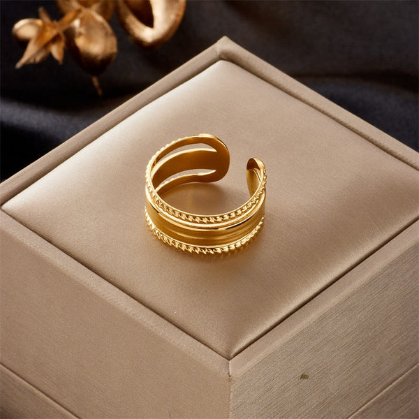 316L Stainless Steel High Quality Gold Color Ring For Women
