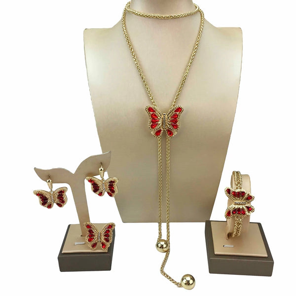 Collar de cadena larga con diseño de mariposa para mujer, joyería de moda, uso diario.