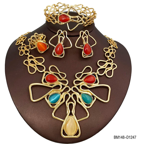 Conjunto de joyas de ópalo colorido de Dubái, magníficos collares de lujo para mujer, conjuntos de joyas europeas