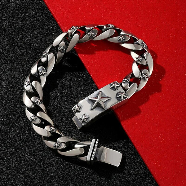 Pulsera de perno para hombre de moda retro de estrella de moda para hombre