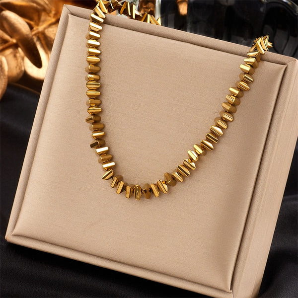 316L Stainless Steel Gold Color Triangle Necklace For Women