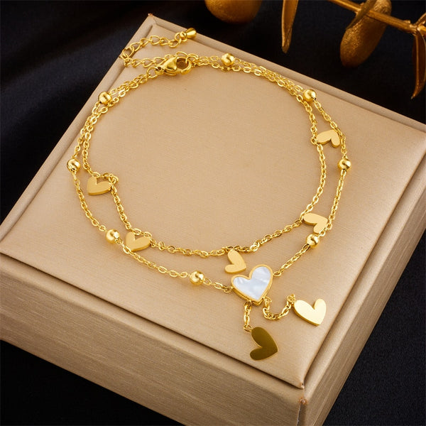 316L Stainless Steel Heart Love Anklets For Women