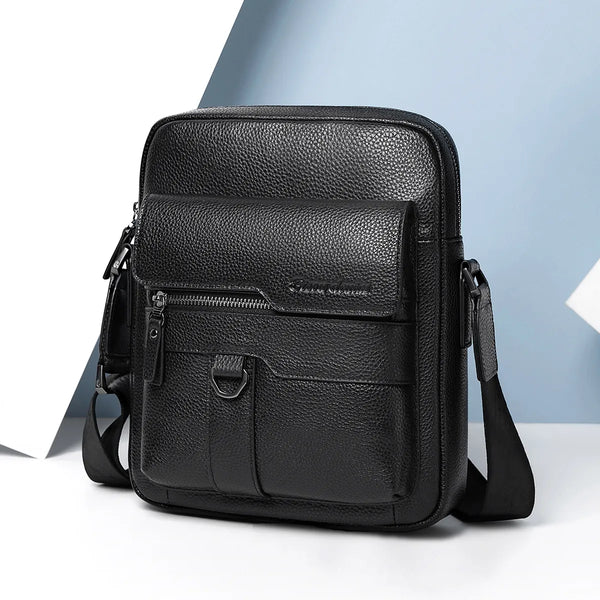 Bolso bandolera de piel auténtica DENIM para hombre y mujer, informal, de piel de vaca