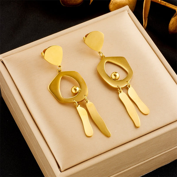 316L Stainless Steel Gold Color Irregular Drop Earrings For Women