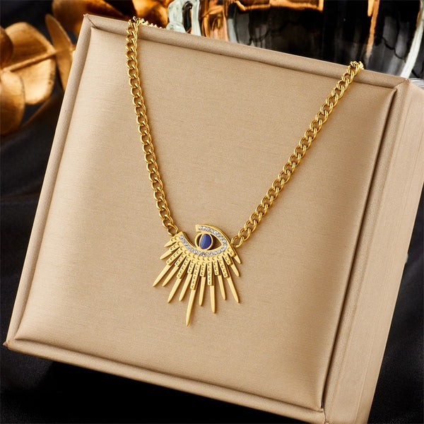 316L Stainless Steel Blue Eyes Pendant Necklace For Women