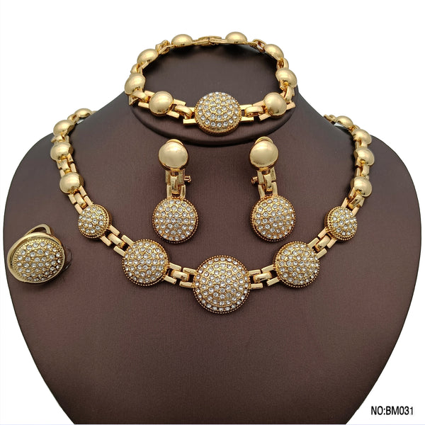 Conjunto de joyas africanas con diamantes de imitación para mujer, pendientes y collar.