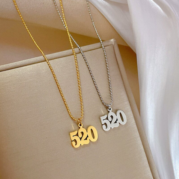 316L Stainless Steel Arabic Numerals 520 Pendant Necklace For Women