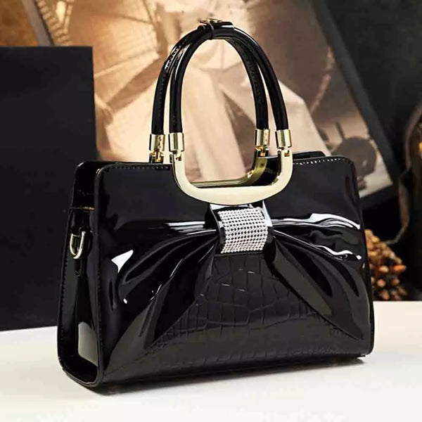 Fashion Women Handbag Luxury Patent Leather Bow  Ladies Clutch