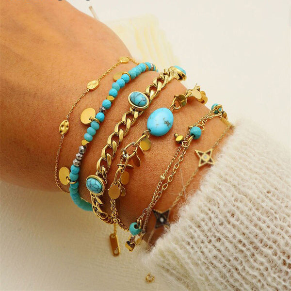 316L Stainless Steel Bohemian Charm Bracelet For Women