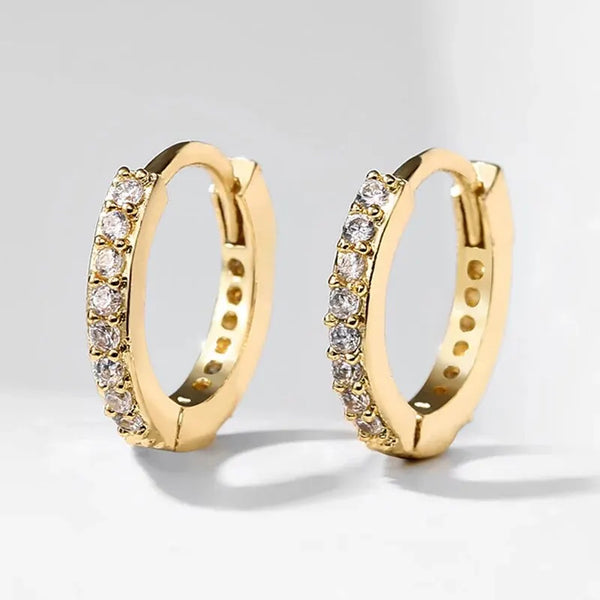 1 par de pendientes pequeños y finos de aro con circonitas de cristal para cartílago para mujer