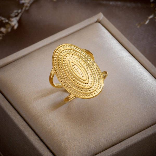 316L Stainless Steel Exaggerated Punk Oval Open Ring For Women