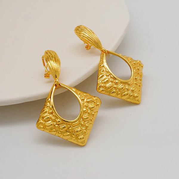 Fashion Round Hoop Earrings For Women African Gold Color Geometric Earrings