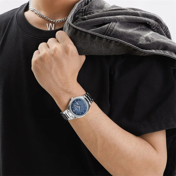 Relojes de pulsera de cuarzo para hombre, de acero inoxidable, con fecha semanal, resistente al agua, de lujo
