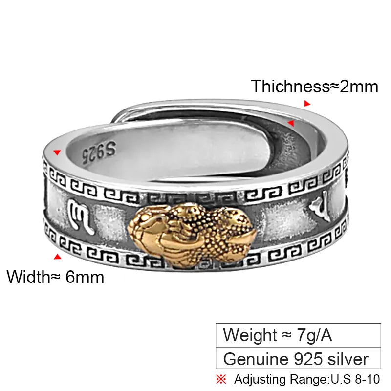 S925 Silver Pixiu Ring Men's and Women