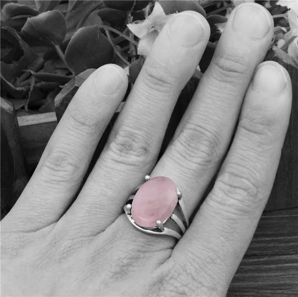 Anillos vintage ovalados de cuarzo, lapislázuli, jade y amatista de 8 colores