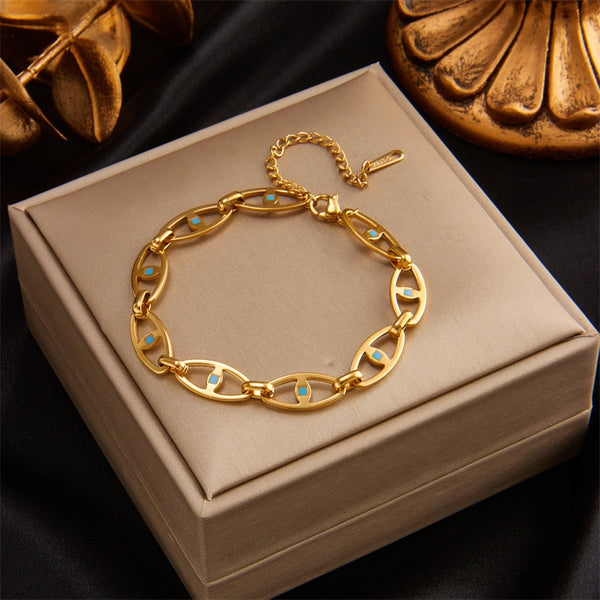 316L Stainless Steel Eye Chain Bracelet For Women