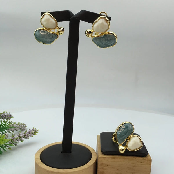 Conjuntos de pendientes y anillos de moda africana de joyería fina de Dubái para mujer