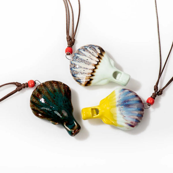 Multicolor Scallop shell Whistle Ceramic Necklace Women's Pendants